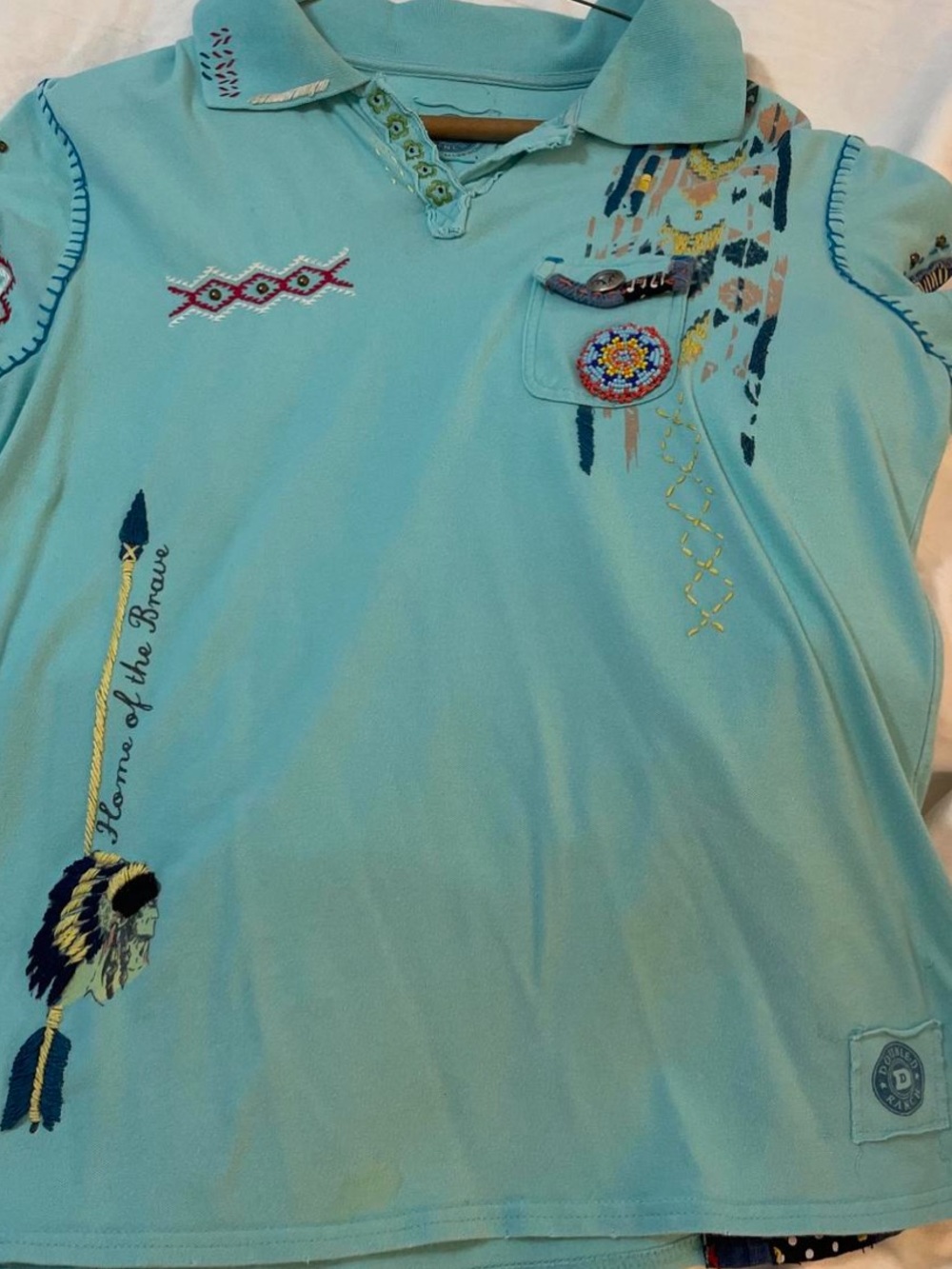 Double D Ranch Polo shirt Embroidered Indian chief dream catcher arrows DDR L